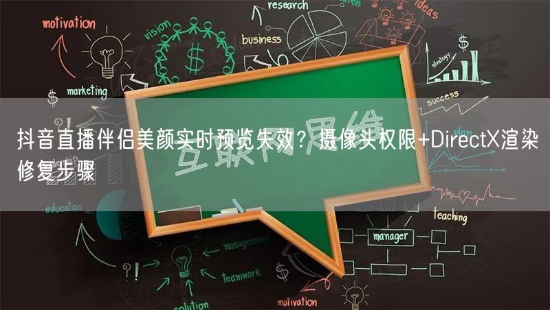 抖音直播伴侣美颜实时预览失效？摄像头权限+DirectX渲染修复步骤